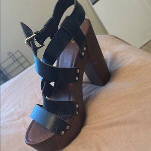 Black Strappy Platform Heel Sandals